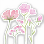 Hand-Painted Pink Wildflowers Illustration Aufkleber (Vorderseite)