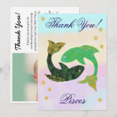 Hand-Painted Pisces Birthday Thank You Dankeskarte (Vorne/Hinten)