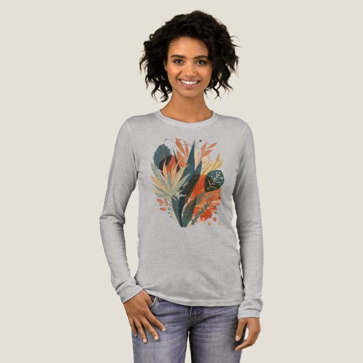 Hand-Painted Plant Tee – Geometric Retro Style (Volle Vorderseite)