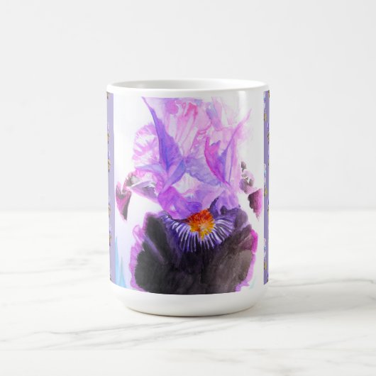 Hand Painted Purple Iris Irises floral Latte Mug Kaffeetasse (Mittel)