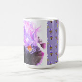 Hand Painted Purple Iris Irises floral Latte Mug Kaffeetasse (VorderseiteRechts)