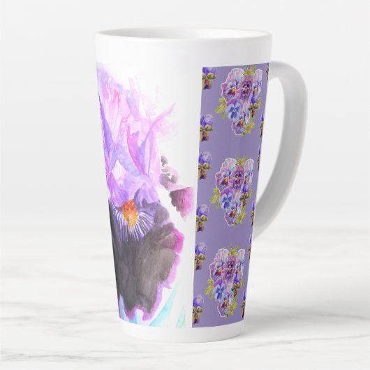 Hand Painted Purple Iris Irises floral Latte Mug Milchtasse (Rechte Ecke)