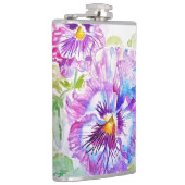 Hand Painted Purple Pansy Pansies floral Flachmann (Rechts)