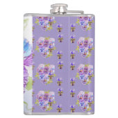 Hand Painted Purple Pansy Pansies floral Flachmann (Rückseite)