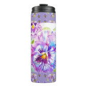 Hand Painted Purple Pansy Pansies floral Thermosbecher (Vorderseite)