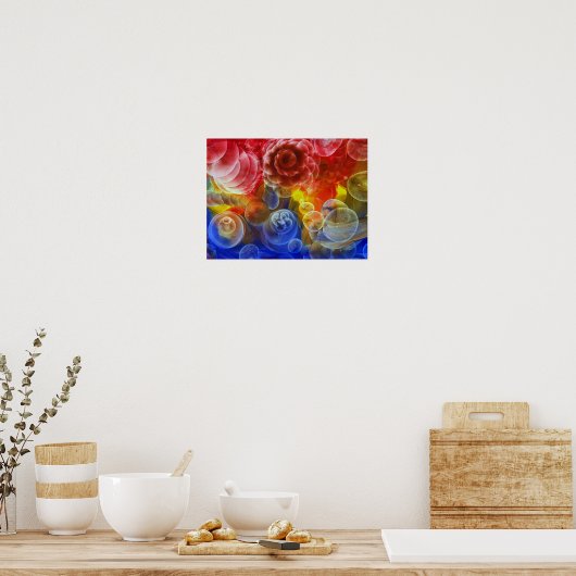 Hand Painted Rainbow Bubble Abstract Art Poster (Küche)