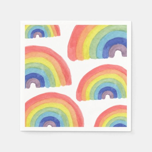 Hand Painted Rainbow Napkins Serviette (Vorderseite)