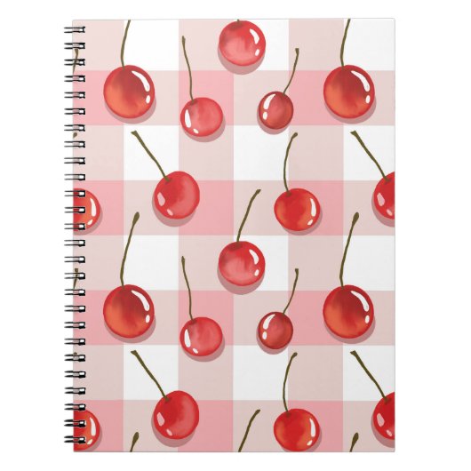 Hand-Painted Red Cherries Seamless Pattern Notizblock (Vorderseite)