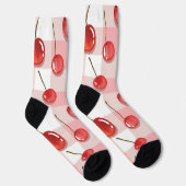 Hand-Painted Red Cherries Seamless Pattern Socken (Rechts)