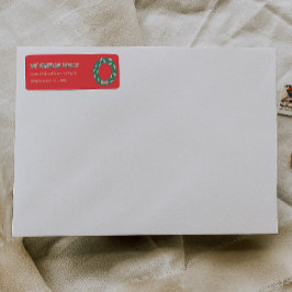 Hand Painted Red Green Christmas Wreath Address