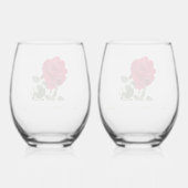 Hand painted red rose Valentines Personalized Weinglas Ohne Stiel (Rückseite)