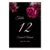 Hand Painted Roses Dark Moody Floral Wedding   Tischnummer (Rückseite)