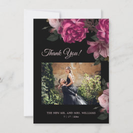 Hand Painted Roses Dark Romantic Wedding Dankeskarte