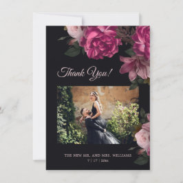 Hand Painted Roses Dark Romantic Wedding  Dankeskarte