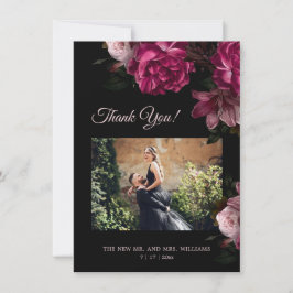 Hand Painted Roses Dark Romantic Wedding  Dankeskarte