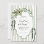 Hand Painted Sage Green Orchids Wedding Einladung (Vorderseite)