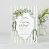 Hand Painted Sage Green Orchids Wedding Einladung (Stehend Vorderseite)