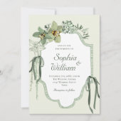 Hand Painted Sage Green Orchids Wedding Invitation Einladung (Vorderseite)