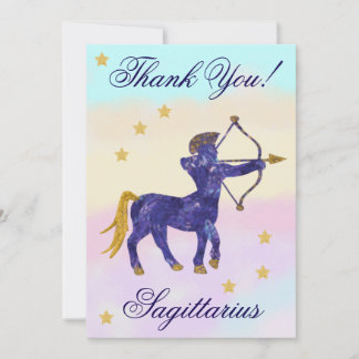 Hand-Painted Sagittarius Birthday Thank You Dankeskarte