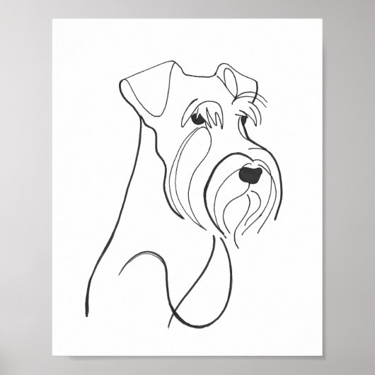 Hand Painted Schnauzer Minimalist Dog Artwork Poster (Vorne)