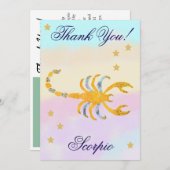 Hand-Painted Scorpio Birthday Thank You Dankeskarte (Vorne/Hinten)