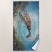 Hand-Painted Sea Turtle in Ocean Vortex Strandtuch (Vorderseite)