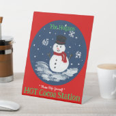 Hand Painted Snowman Red PERSONALIZE Hot Cocoa Sockelschild (In SItu)