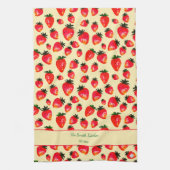 Hand-Painted Strawberry Personalized Boho Yellow Geschirrtuch (Vertikal)