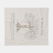 Hand Painted Tree Custom Family Quote Gray Beige Fleecedecke (Vorderseite (Horizontal))