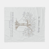 Hand Painted Tree Custom Family Quote Light Gray Fleecedecke (Vorderseite (Horizontal))