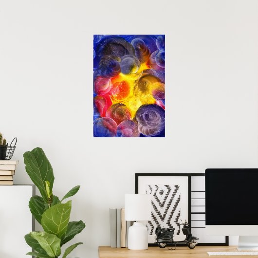 Hand Painted Vibrant Abstract Gouache Art Poster (Heimbüro)