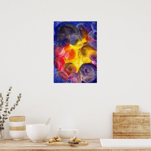 Hand Painted Vibrant Abstract Gouache Art Poster (Küche)