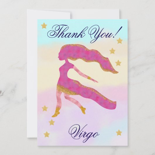 Hand-Painted Virgo Birthday Thank You Dankeskarte (Vorderseite)
