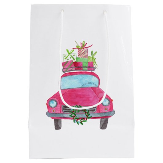 Hand painted watercolor Christmas Mittlere Geschenktüte (Rückseite)