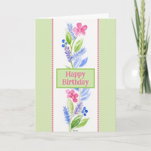 Hand Painted Watercolor Floral BIRTHDAY Dankeskarte (Vorderseite)
