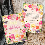 Hand-Painted Watercolor Floral Garden Mother's Day Folien Feiertagskarte<br><div class="desc">Celebrate Mom with a card as vibrant and beautiful as she is. This "Happy Mother’s Day" real foil pressed greeting features a lush, hand-painted watercolor design overflowing with pink roses, yellow ranunculus, delicate daisies and foil pressed confetti. Charming bumblebees and butterflies flutter through the floral border, adding a touch of...</div>