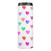 hand painted watercolor hearts pattern Valentine's Thermosbecher (Rückseite)