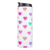 hand painted watercolor hearts pattern Valentine's Thermosbecher (Nach rechts gedreht)