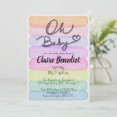 Hand painted, watercolor, unique baby shower einladung (Stehend Vorderseite)