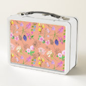 Hand-painted watercolour flowers on a peach metall brotdose (Rückseite)