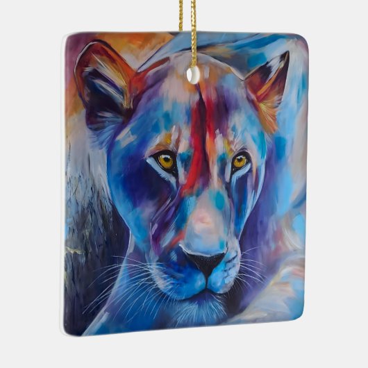 Hand Painted Wild Cat Portrait Keramikornament (Rechts)