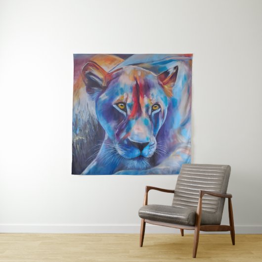 Hand Painted Wild Cat Portrait Wandteppich (Beispiel)