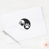 Hand Paw Yin Yang Runder Aufkleber (Umschlag)
