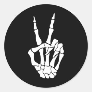 Hand Peace Sign Bone Halloween Pocket Skelett Runder Aufkleber