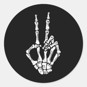 Hand Peace Sign Halloween Kostümknochen Runder Aufkleber