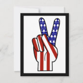 Hand Peace Sign - Red White & Blue Einladung (Vorderseite)