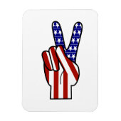 Hand Peace Sign - Red White & Blue Magnet (Vertikal)
