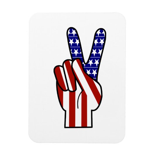 Hand Peace Sign - Red White & Blue Magnet (Vertikal)