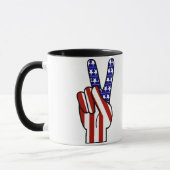 Hand Peace Sign - Red White & Blue Tasse (Links)