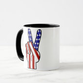 Hand Peace Sign - Red White & Blue Tasse (Vorderseite Links)